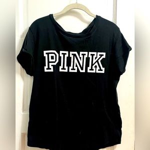 Victoria Secret -Pink.  Black Tee